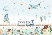 Фреска детская Ortograf Для самых маленьких 32922 Фактура флок FLK Флизелин (4*2,7) Голубой/Разноцветный, Мультимедия — фото 2, Фрески