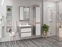 Тумба с раковиной Brevita Balaton 65 УТ000012303 подвесная Белая матовая Серая матовая — фото 7, Мебель для ванной