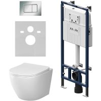 Комплект унитаза с инсталляцией AM.PM Like IS100251.801900 с сиденьем Микролифт и клавишей смыва Хром глянцевый — фото 1, Комплекты унитаз + инсталляция