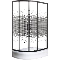 Душевой уголок Мономах ДУ 90x70 МЗ BL 10000008623 профиль Черный матовый стекло прозрачное с рисунком — фото 1, Душевые уголки