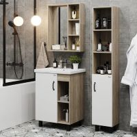 Тумба под раковину Onika Тимбер 60.01 106115 Белый матовый Дуб сонома — фото 2, Мебель для ванной