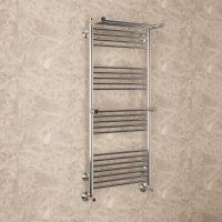 Водяной полотенцесушитель Terminus Аврора П20 500х1000 4670078529237 с полкой Хром, нижнее подключение, G 1/2" ВР, с угловым соединением — фото 3, Водяные полотенцесушители