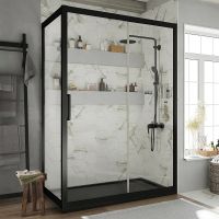 Душевой уголок STWORKI Эстерсунд 120x80 3GW063TTKK000 профиль Черный матовый стекло прозрачное — фото 1, Прямоугольные душевые уголки