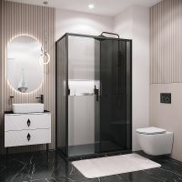 Душевой уголок Grossman Style 110х90 120.K33.05.1190.21.10 профиль Черный матовый стекло тонированное — фото 2, Прямоугольные душевые уголки