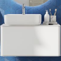 Тумба с раковиной STWORKI Ноттвиль 80 431035 подвесная Белая матовая — фото 1, Тумбы с раковиной