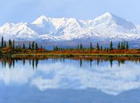 Фреска Ortograf Горы 11843 Фактура бархат FX Флизелин (3,7*2,7) Голубой/Зеленый, Горы/Пейзаж/Природа — фото 2, Фрески