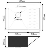Товар: Кухонная мойка Fabia 63х50 63503L Сатин - фото 5 Кухонная мойка Fabia 63х50 63503L Сатин — фото 5, Кухонные мойки
