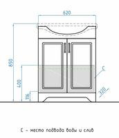 Тумба под раковину Style Line Олеандр 2 Люкс 65 ЛС-00000199 Рельеф пастель — фото 9, Мебель для ванной
