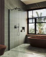 Душевая перегородка Maybah Glass MGD-695-6ш 790x1950 в широком профиле Черный стекло прозрачное — фото 2, Душевые перегородки