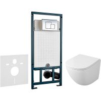 Комплект унитаза Owl 1975 Vind Cirkel-H TOWLT190302 с сиденьем Микролифт и инсталляцией WeltWasser WW Marberg 507 10000005949+10000005953 с клавишей смыва Хром глянцевый — фото 1, Комплекты унитаз + инсталляция