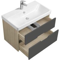 Тумба с раковиной Aquaton Оливия 80 1A2831K0OLUG0 подвесная Грей Дуб Ойстер — фото 2, Тумбы с раковиной