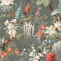 Обои LOYMINA Equator QTR10 005 Флизелин (1*1,28) Бирюзовый/Разноцветный, Цветы — фото 1, Обои для стен