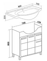 Тумба под раковину Runo Эрика 80 Белая арт-УТ000003319 — фото 6, Тумбы под раковину