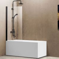 Шторка на ванну Vincea VSB-11800CLB 80x140 профиль Черный стекло прозрачное — фото 2, Шторки для ванной распашные