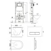 Комплект унитаза с инсталляцией Orange CI07-150W+APB244 с сиденьем Микролифт и Черной матовой клавишей смыва — фото 14, Комплекты унитаз + инсталляция