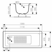 Товар: Чугунная ванна Kaiser 130х70 КВ-1602 с антискользящим покрытием - фото 3 Чугунная ванна Kaiser 130х70 КВ-1602 с антискользящим покрытием — фото 3, Ванны