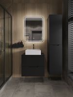 Тумба с раковиной Orange Line 60 Li-60TubMDF+B04-405W подвесная Черная матовая — фото 5, Мебель для ванной