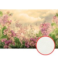 Фреска Ortograf Цветы 6721 Фактура флок FLK Флизелин (4*2,7) Бежевый/Зеленый/Розовый, Цветы — фото 1, Фрески