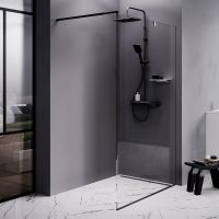 Душевая перегородка AM.PM Func 120 W84WI-120-F1-BTE профиль Черный стекло прозрачное — фото 1, Душевые перегородки