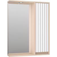 Зеркало со шкафом Brevita Balaton 65 R BAL-04065-03-01П с подсветкой Белое матовое Бежевое матовое — фото 1, Зеркальные шкафы в ванную