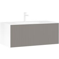 Тумба с раковиной Orka Cube 100 3000378 подвесная Бежевая матовая Белая — фото 1, Тумбы с раковиной