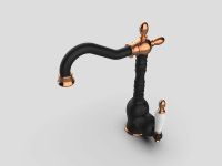 Смеситель для раковины GPD Retro Colored MTL180-S-R Черный матовый Розовое золото — фото 6, Смесители