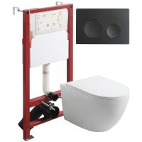 Комплект унитаза с инсталляцией Agger ATI07150+APB144 с сиденьем Микролифт и Черной матовой клавишей смыва — фото 1, Комплекты унитаз + инсталляция