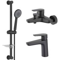 Комплект смесителей Aquatek Бетта AQ1130MB Черный матовый — фото 1, Готовые комплекты для ванной комнаты