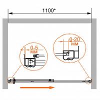 Душевая дверь Cezares Retro 110 RETRO-BF-1-110-PP-Cr профиль Хром стекло матовое с прозрачным рисунком — фото 4, Раздвижные душевые двери