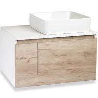 Тумба под раковину Runo Бари 80 00-00001375 подвесная Крафт дуб Белая — фото 6, Тумбы под раковину