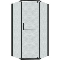 Душевой уголок Grossman Pragma 100х100 302.K33.03.1010.21.02 профиль Черный матовый стекло шиншилла — фото 1, Душевые уголки