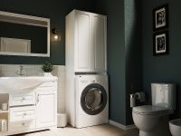 Шкаф пенал 1MarKa Wall Classic 67 У79534 над стиральной машиной Белый глянцевый — фото 3, Пеналы для ванной комнаты