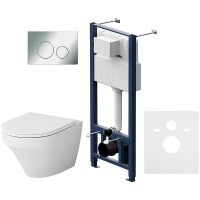 Комплект унитаза с инсталляцией AM.PM Inspire FlashClean IS49051.501700 с сиденьем Микролифт и клавишей смыва Хром — фото 1, Комплекты унитаз + инсталляция