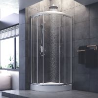 Душевой уголок AM.PM Gem 80х80 радиальный профиль Матовый хром стекло прозрачное арт-W90G-401-080WT — фото 3, Душевые уголки четверть круга