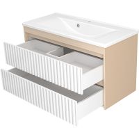 Товар: Тумба с раковиной Brevita Balaton 100 УТ000023726 подвесная Белая матовая Бежевая матовая - фото 3 Тумба с раковиной Brevita Balaton 100 УТ000023726 подвесная Белая матовая Бежевая матовая — фото 3, Мебель для ванной