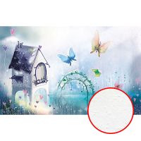 Фреска детская Ortograf Для малышей 30888 Фактура бархат FX Флизелин (4,3*2,7) Бирюзовый/Голубой/Фиолетовый, Домики/Бабочки — фото 1, Фрески