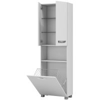 Шкаф пенал Vigo Plaza 60 pn.PLA.60 с бельевой корзиной Белый — фото 2, Пеналы для ванной комнаты