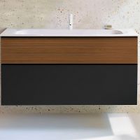 Тумба с раковиной Burgbad Fiumo 120 SFXN122F3958FOT52G0200C0001*1 подвесная Tectona Dekor Zimt Graphit Softmatt — фото 1, Мебель для ванной