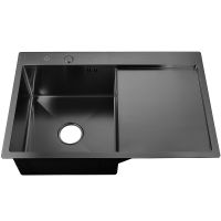 Кухонная мойка Ростовская Мануфактура Сантехники 78 MRK-7851BL-L Темный графит — фото 5, Кухонные мойки