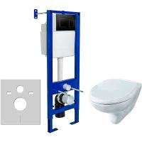 Комплект унитаза Rosa Элеганс Люкс Вн УнБ32 4620008195438 с инсталляцией Berges Atom 410 040332 с сиденьем Микролифт и Черной матовой клавишей смыва — фото 1, Комплекты унитаз + инсталляция