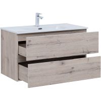 Тумба под раковину Aquanet Алвита New 90 303921 подвесная Дуб веллингтон белый — фото 6, Тумбы под раковину