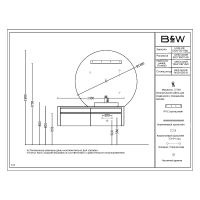 Тумба с раковиной Black&White Universe U915.1400R 140 R 9151401 подвесная Glossy light grey — фото 10, Мебель для ванной