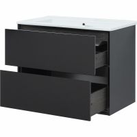 Тумба под раковину Aquanet Милан 85 316703 подвесная Черный глянец — фото 7, Мебель для ванной