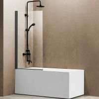 Шторка на ванну Vincea VSB 80x140 VSB-11800CLGM профиль Вороненая сталь стекло прозрачное — фото 1, Шторки для ванной распашные