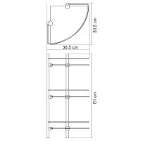 Стеклянная полка WasserKRAFT Ammer K-3733 угловая Хром матовый — фото 3, Полки для ванной и душа