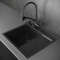 Кухонная мойка Ростовская Мануфактура Сантехники 58 MRK-5851BL-L Темный графит — фото 2, Кухонные мойки