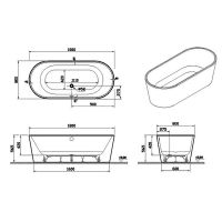 Акриловая ванна Vitra Geo180x80 без гидромассажа арт-65380006000 — фото 4, Акриловые ванны