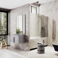 Шторка на ванну Maybah Glass MGV-611-2 600x1400 поворотная на монопетле Бронза стекло бронзовое — фото 2, Неподвижные шторки для ванной