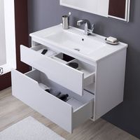 Тумба под раковину Aquanet Модена 85 196965 подвесная Белый глянец — фото 9, Тумбы под раковину