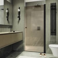 Душевая дверь Maybah Glass MGD-799-6 600x1980 на монопетле Черный стекло бронзовое матовое — фото 1, Душевые двери в нишу